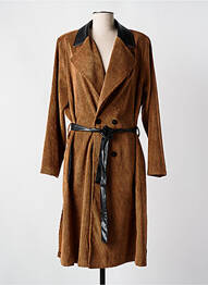 Manteau long coupe cintrée sans capuche marron ONE O ONE femme