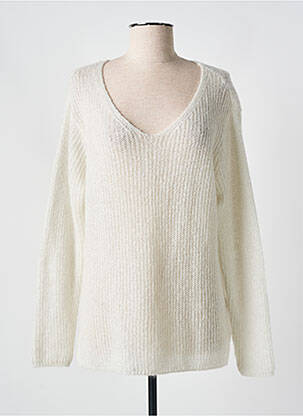 Pull col v manches longues argent L'ATELIER D'ANNA femme
