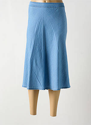 Jupe mi-longue coupe droite évasée sur le bas bleu ÉTYMOLOGIE femme