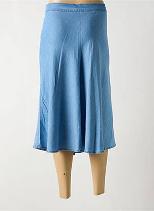Jupe mi-longue coupe droite évasée sur le bas bleu ÉTYMOLOGIE femme