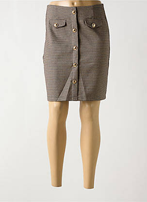 Jupe courte taille à pinces marron ONADO femme