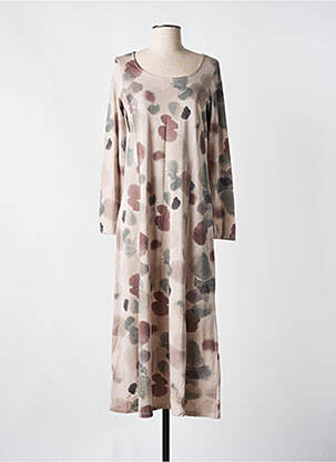 Robe longue imprimé fantaisie manches longues marron SURKANA femme