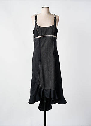 Robe longue manches bretelles ajustables fines bretelles noir EVA KAYAN femme
