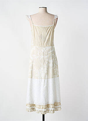 Robe mi-longue imprimé fantaisie fines bretelles beige TILBER femme