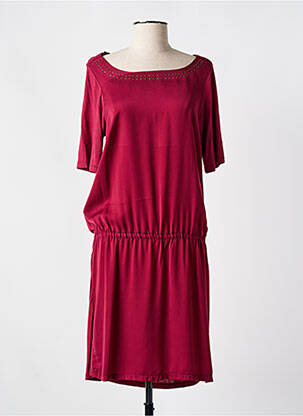 Robe mi-longue manches courtes manches courtes rouge CKS femme