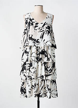 Robe mi-longue imprimé fleurs sans manche noir CONCEPT K femme