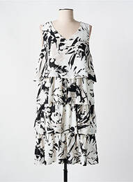 Robe mi-longue imprimé fleurs sans manche noir CONCEPT K femme
