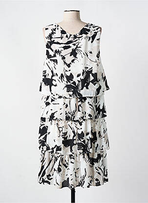 Robe mi-longue imprimé fleurs sans manche noir CONCEPT K femme