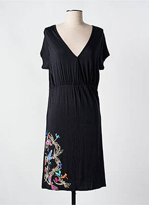 Robe mi-longue manches courtes manches courtes noir SURKANA femme