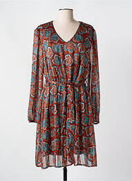 Robe mi-longue coupe fluide manches longues orange SIGNE NATURE femme