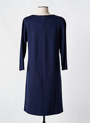 Robe mi-longue imprimé fantaisie manches longues bleu MALOKA femme
