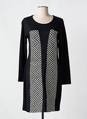 Robe mi-longue manches longues manches longues noir MALOKA femme