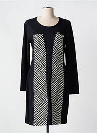 Robe mi-longue manches longues manches longues noir MALOKA femme