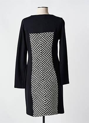 Robe mi-longue manches longues manches longues noir MALOKA femme