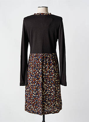 Robe mi-longue imprimé fleurs manches longues noir MAMATAYOE femme