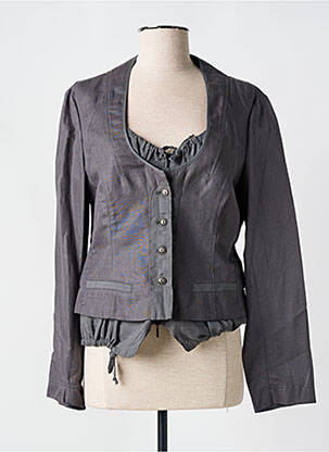 Veste chic col rond gris EVA KAYAN femme