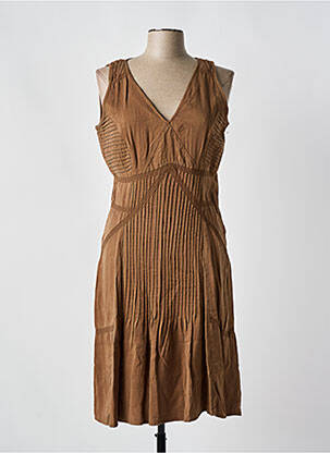 Robe mi-longue sans manche sans manche marron SALT & PEPPER femme