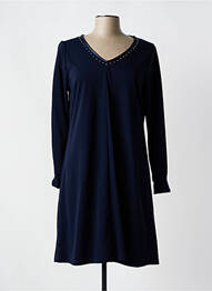 Robe mi-longue manches longues manches longues bleu MALOKA femme