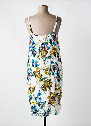 Robe mi-longue imprimé fleurs fines bretelles blanc SIGNE NATURE femme