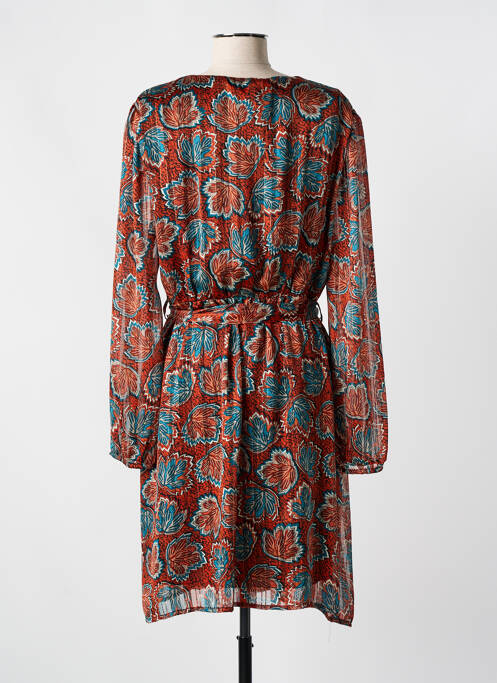 Robe mi-longue coupe fluide manches longues orange SIGNE NATURE femme