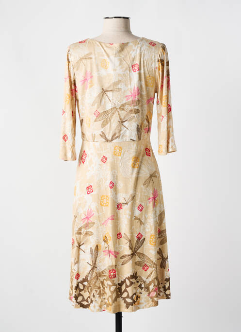Robe mi-longue manches 3/4 manches 3/4 beige SURKANA femme
