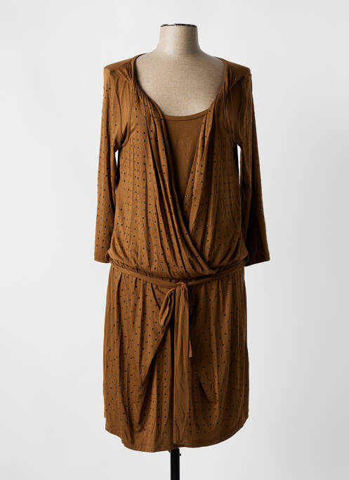 Robe mi-longue manches longues manches longues marron CKS femme
