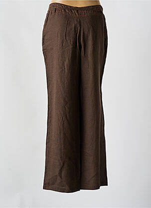 Pantalon large fermeture zippée sous rabat boutonné taille normale marron TILBER femme