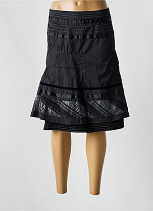Jupe mi-longue taille à pinces noir SALT & PEPPER femme