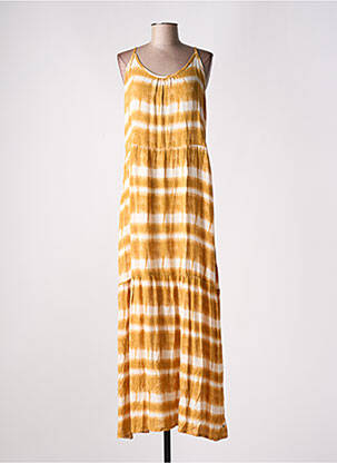 Robe longue tissage crêpe fines bretelles jaune NUMPH femme