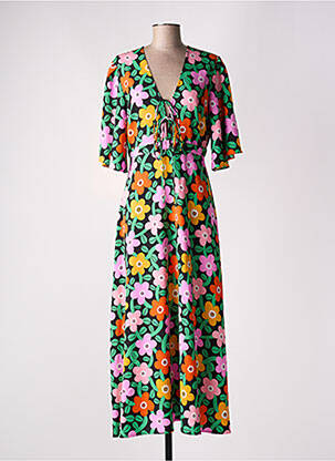 Robe longue manches courtes manches courtes noir TRAFFIC PEOPLE femme