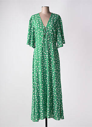 Robe longue manches courtes manches courtes vert TRAFFIC PEOPLE femme