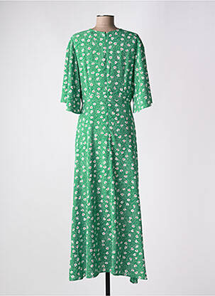 Robe longue manches courtes manches courtes vert TRAFFIC PEOPLE femme