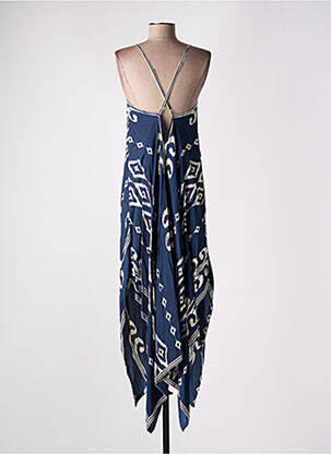 Robe longue manches bretelles ajustables fines bretelles bleu DERHY femme