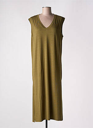 Robe mi-longue manches courtes manches courtes vert LOSAN femme