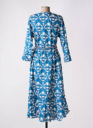 Robe longue manches longues manches longues bleu LOSAN femme