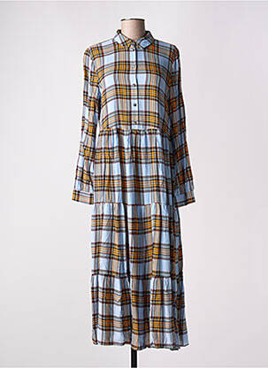 Robe longue coupe fluide manches longues bleu NUMPH femme