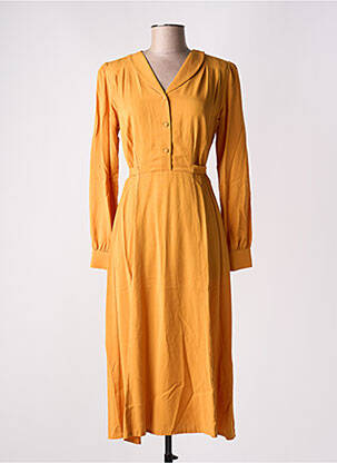 Robe mi-longue manches longues manches longues jaune MADEMOISELLE YEYE femme
