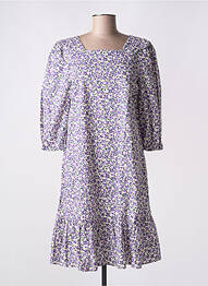 Robe mi-longue imprimé fleurs manches 3/4 violet NUMPH femme