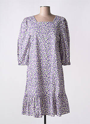 Robe mi-longue imprimé fleurs manches 3/4 violet NUMPH femme