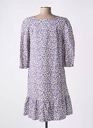 Robe mi-longue imprimé fleurs manches 3/4 violet NUMPH femme