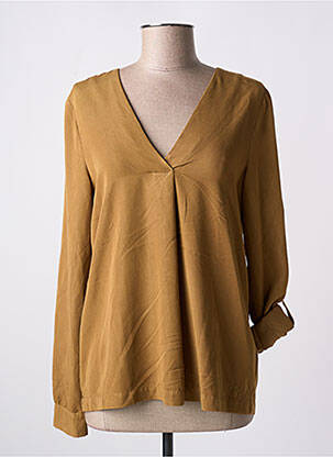 Blouse tissage popeline manches longues marron NUMPH femme