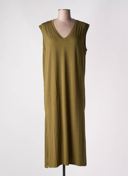 Robe mi-longue manches courtes manches courtes vert LOSAN femme