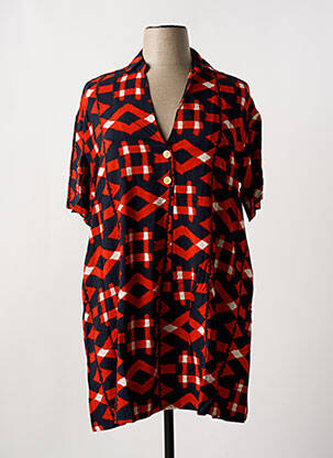 Robe mi-longue imprimé fantaisie manches courtes noir ADORE femme