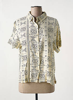 Chemisier coupe cintrée manches courtes beige LOSAN femme