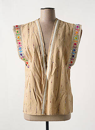 Gilet sans manche coupe droite beige EMILIE.K femme