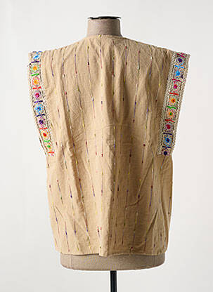 Gilet sans manche coupe droite beige EMILIE.K femme