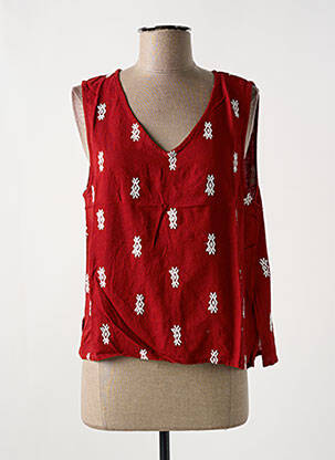 Top tissage crêpe sans manche rouge LOSAN femme