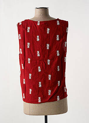 Top tissage crêpe sans manche rouge LOSAN femme
