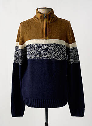 Pull maille tricot manches longues marron LOSAN homme