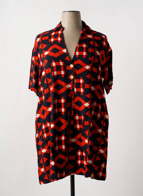 Robe mi-longue imprimé fantaisie manches courtes noir ADORE femme